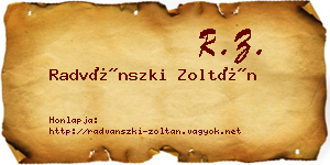 Radvánszki Zoltán névjegykártya
